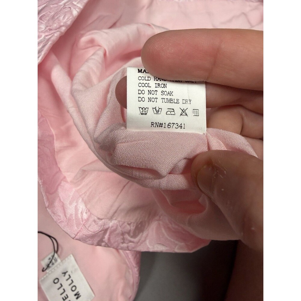 Hello Molly Pink Floral Textured Mini Dress XS Rose Jacquard Strappy - Picture 6 of 7